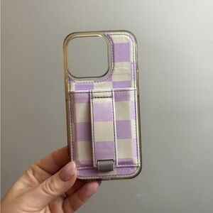 Walli: Purple Checkered Phone Case for iPhone 14 Pro